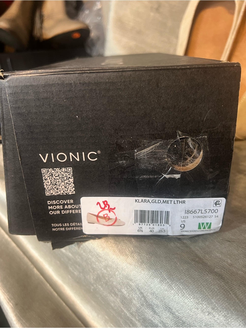 Vionic Klara Gold Shimmer Flat Shoes w/Extra Insoles. Size 9W - Picture 10 of 11